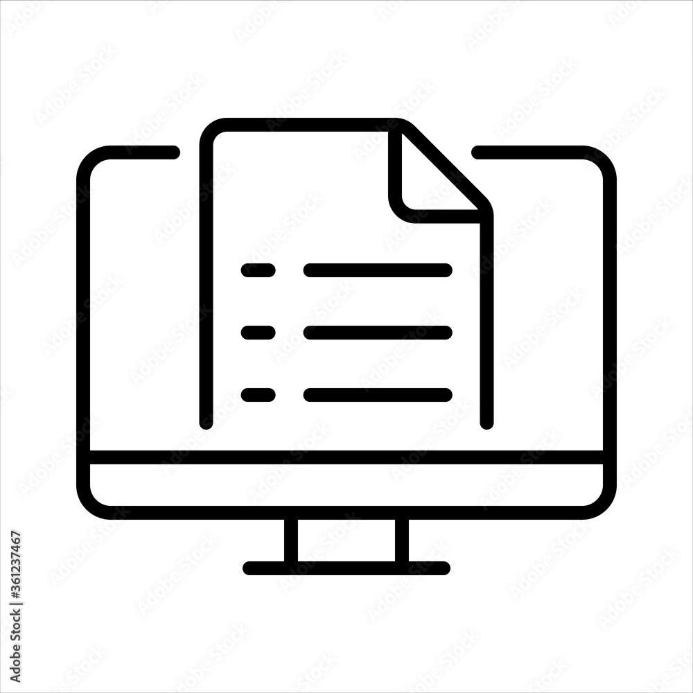 Online report. Remote job, home office, work from home. Vector line icon. Online report. Remote job, home office, work from home. Vector line icon.