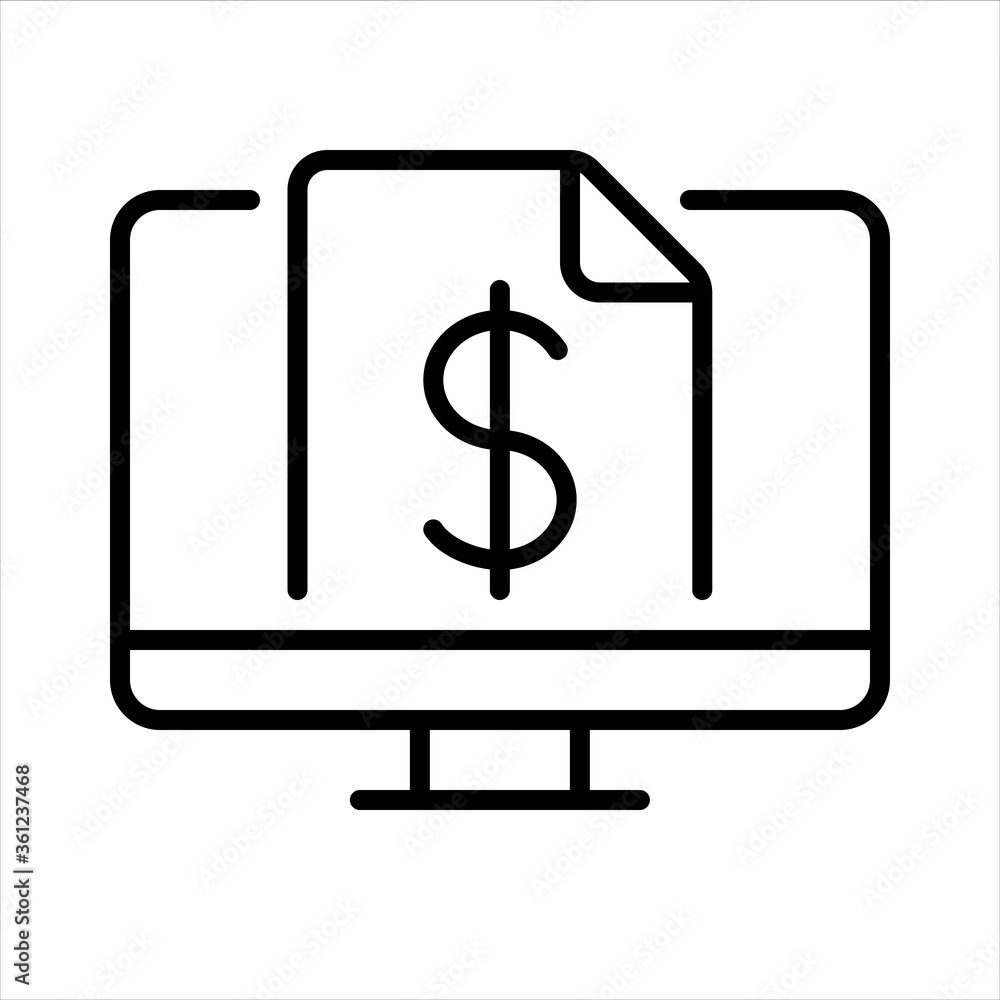 Salary, price. Online. Remote job, home office, work from home. Vector line icon. Salary, price. Online. Remote job, home office, work from home. Vector line icon.