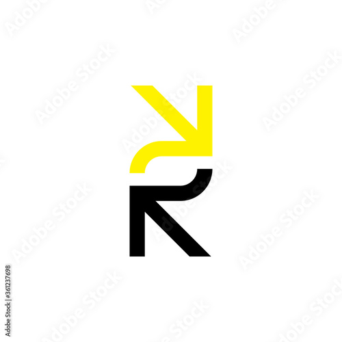 R letter with rotation balance Arrow logo design vector