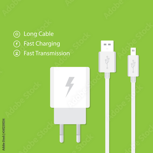 Flat design smartphone charger adapter