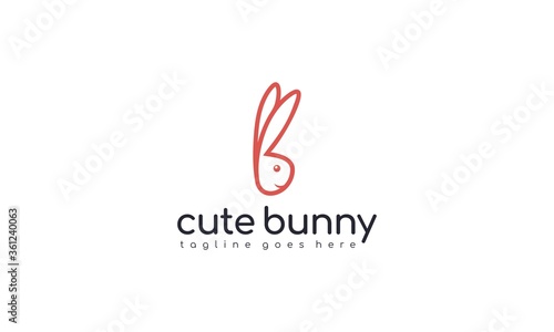 Creative and modern cute bunny for animal or cartoon logo design vector editable on white background