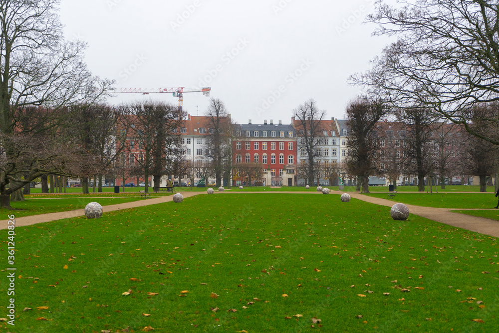 View of The King's Garden in winter time in Copenhagen, Denmark 