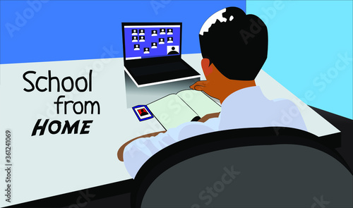 illustration about studying and schooling at home to avoid the corona virus
