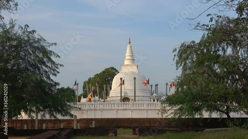 View of the ancient Buddhist stupa Thuparama. Anuradhapura, Sri Lanka