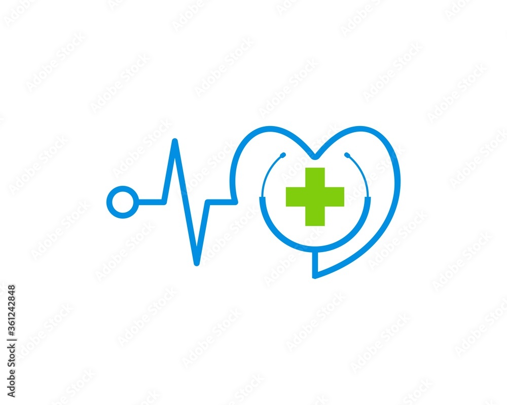 Pulse love stethoscope with health symbol Pulse love stethoscope with health symbol