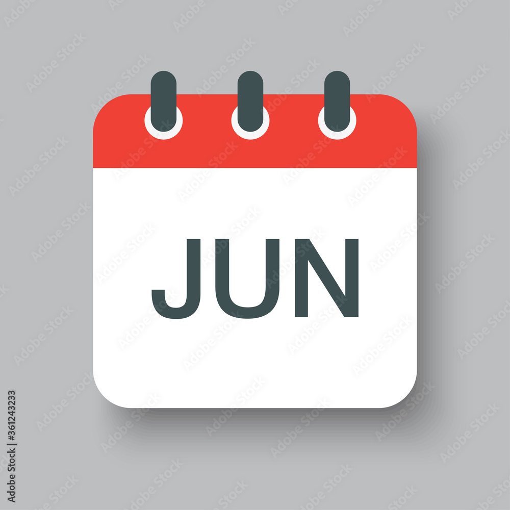 Vector icon day calendar, winter month June Vector icon day calendar, winter month June