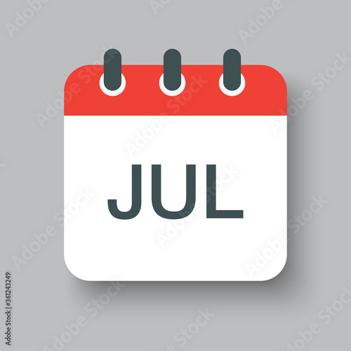 Vector icon day calendar, winter month July