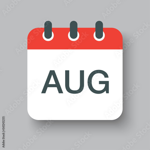 Vector icon day calendar, winter month August