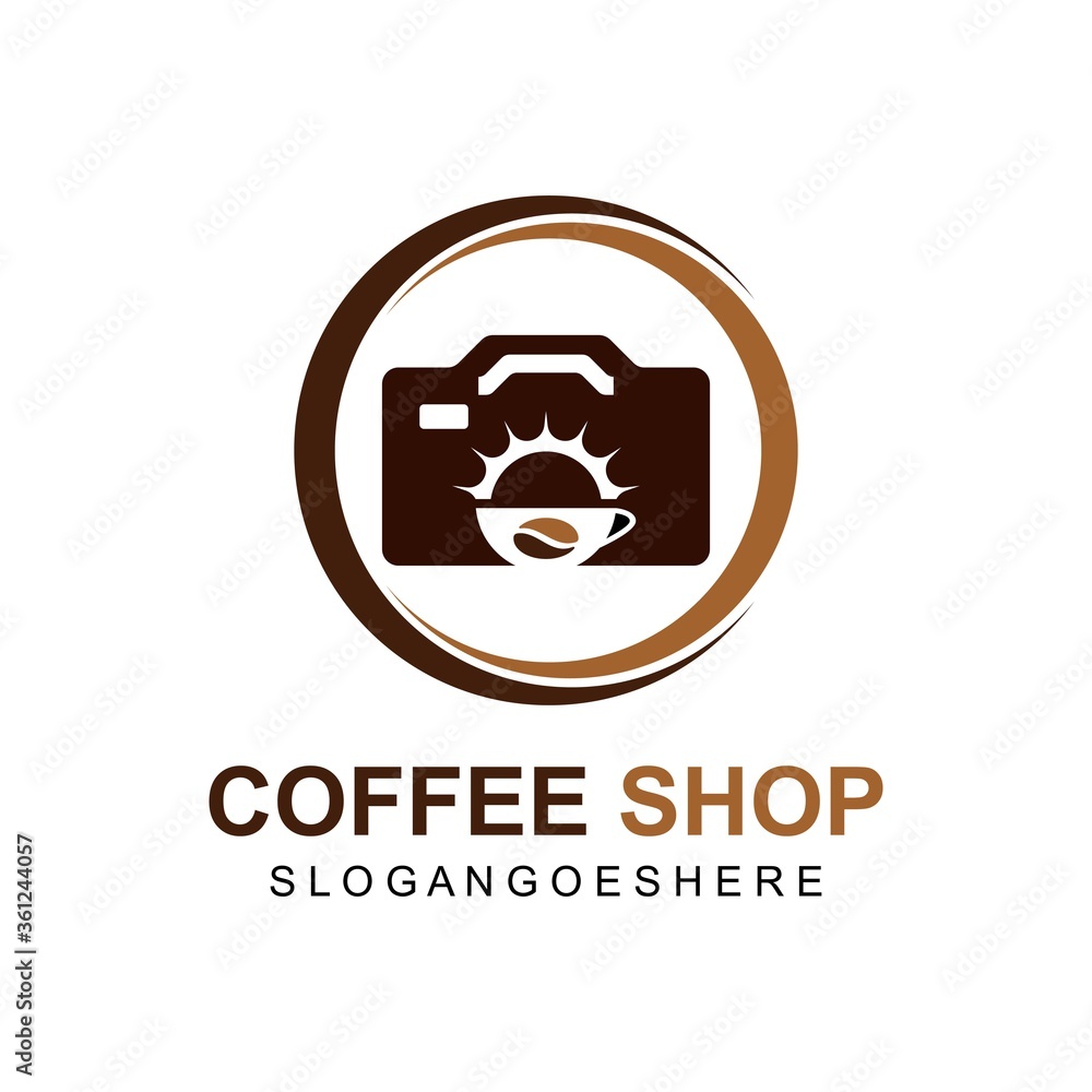 Coffee and Photography Logo design. Business Logo Template Design, Emblem, Design concept, Creative Symbol, Icon. Can used for modern restaurant, shop, cafe logo