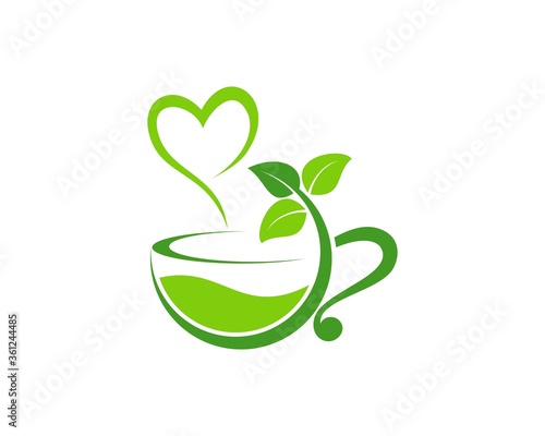 Love healthy tea with green teacup