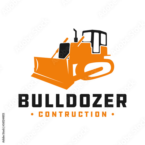 Bulldozer construction tool logo