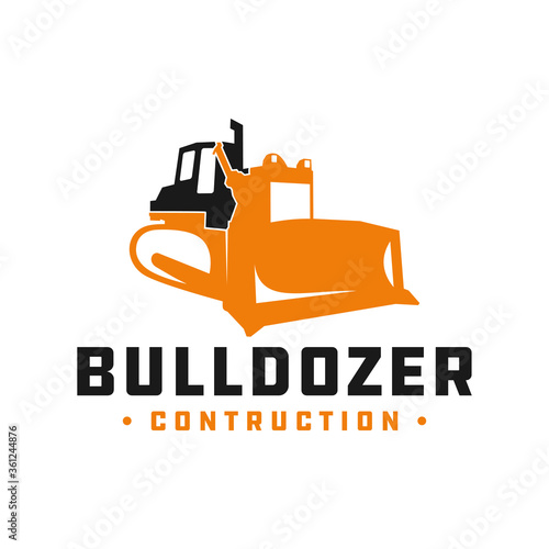 Bulldozer construction tool logo