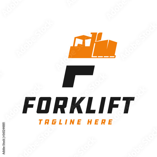 forklift logo design tool letter F