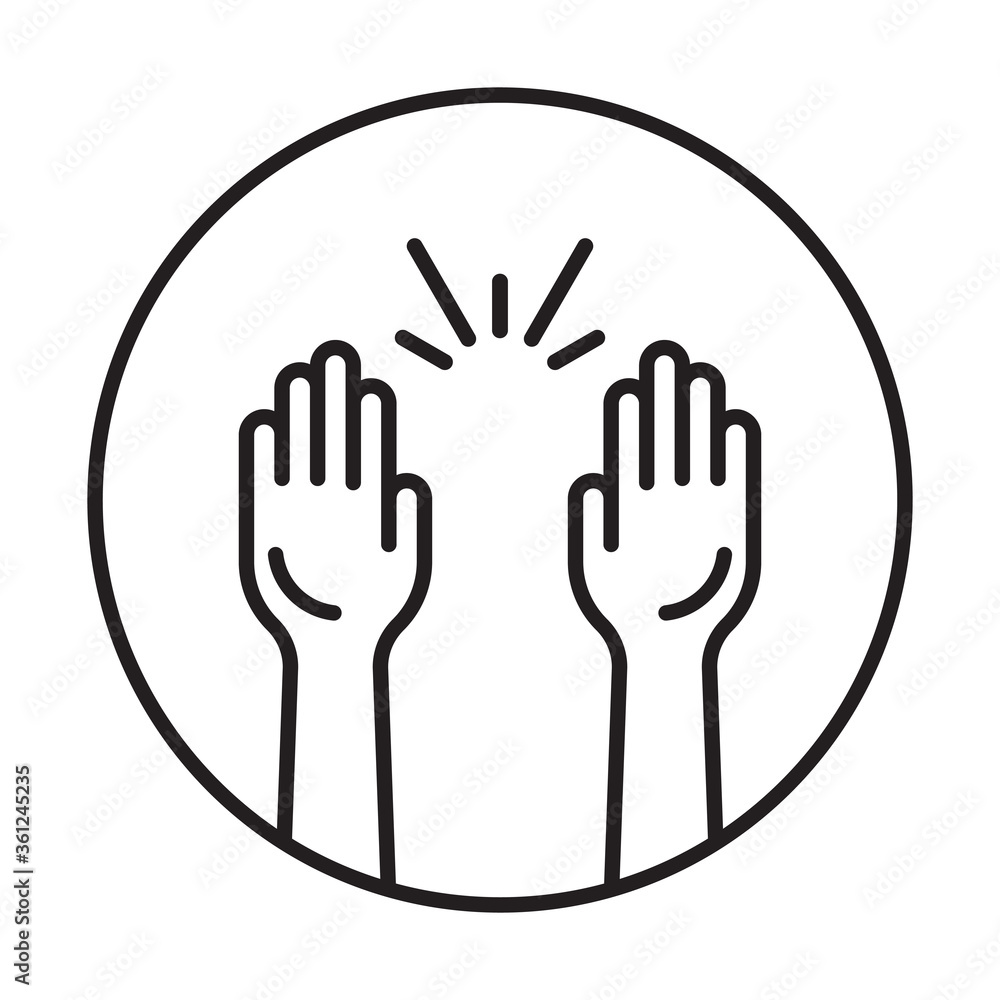 Rounded the raise hands line art icon for apps and websites Rounded the raise hands line art icon for apps and websites