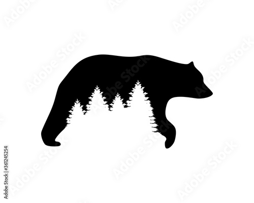 Bear silhouette with forest inside