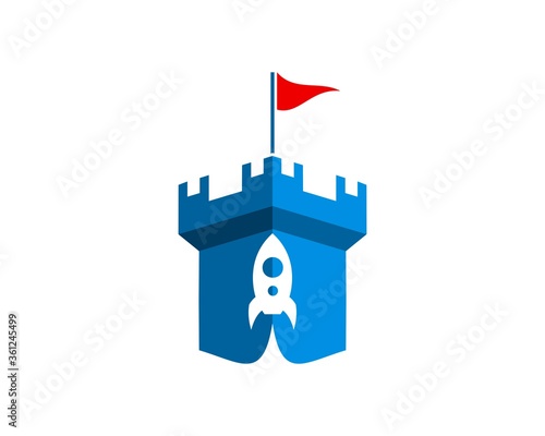Fortress with rocket launch in the middle