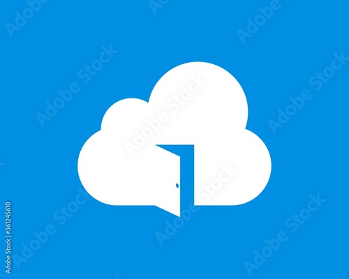 Cloud room with a door in the middle