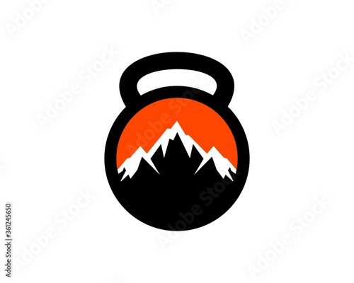 kettle bell with mountain silhouette inside