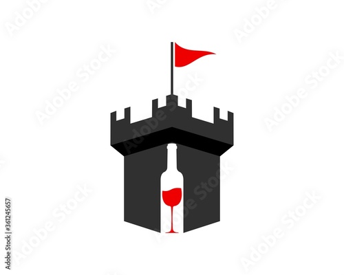 Fortress and wine bottle in the middle