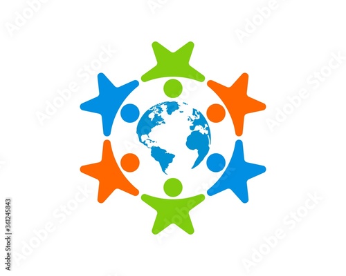 World network connection with circular star people