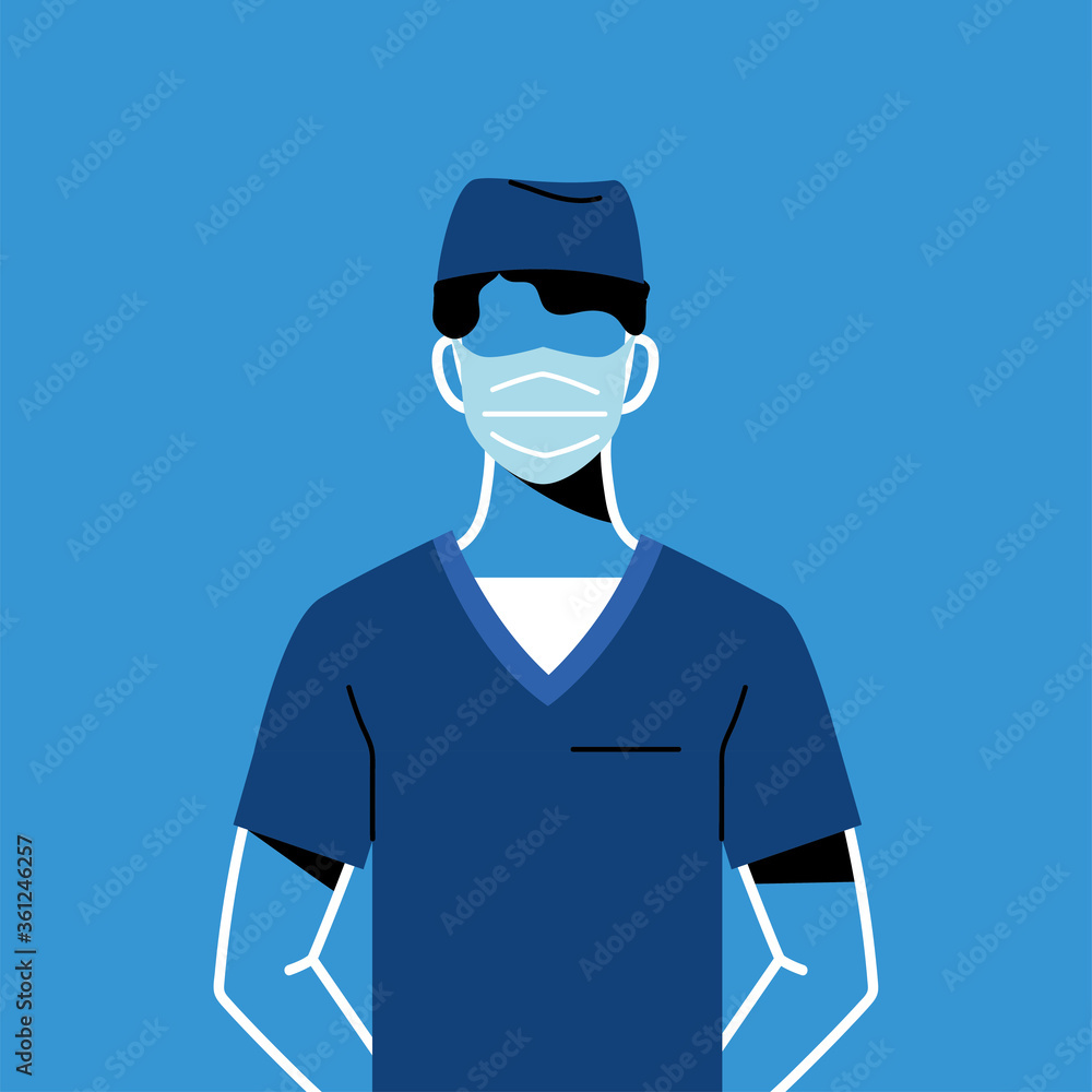 male doctor with mask and uniform vector design male doctor with mask and uniform vector design