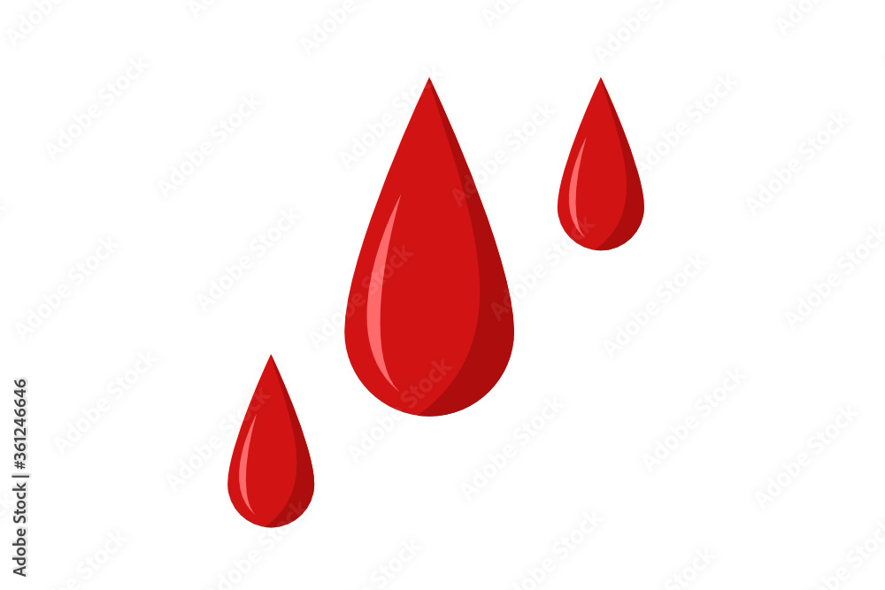 Three blood drops flat design symbols on a white background vector. Three blood drops flat design symbols on a white background vector.