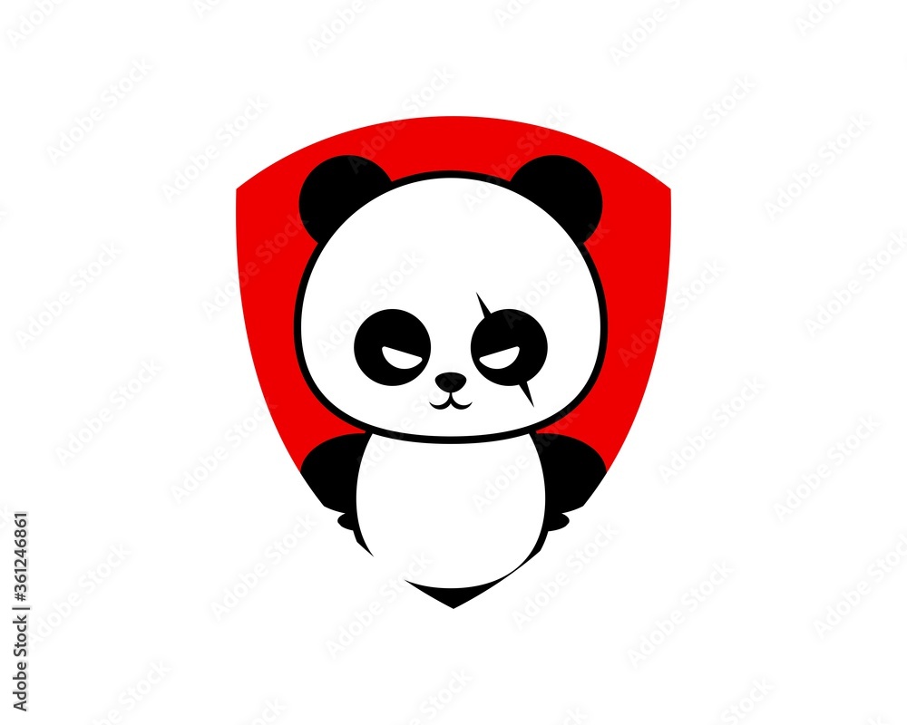 Fototapeta premium Protection shield with angry panda inside