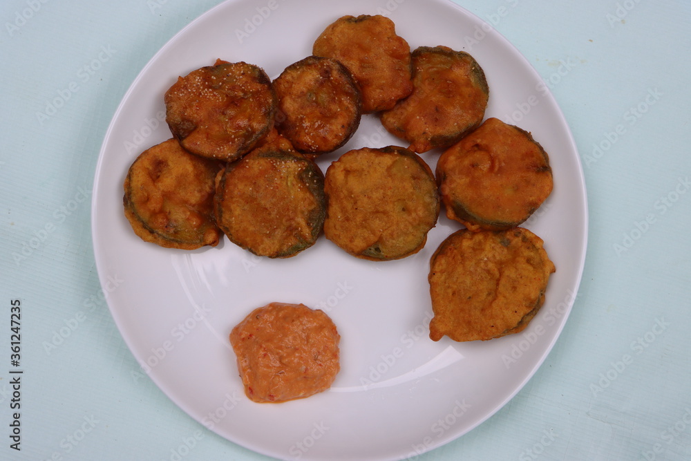 Sponge gourd fritters or gilki ka pakora, Indian food Sponge gourd fritters or gilki ka pakora, Indian food