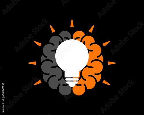 Brain with light bulb inside