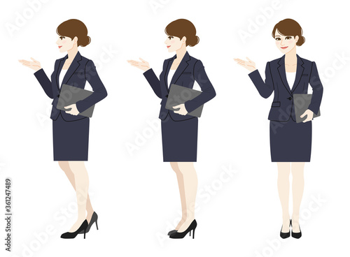 Full body illustration of a business woman.

