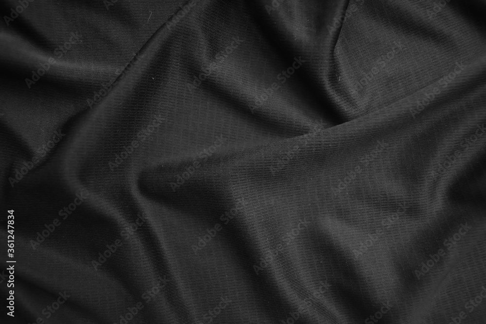 Obraz premium Background texture black cloth. Abstract dark wavy soft. Fabric is wrinkled. Fashion luxury style.