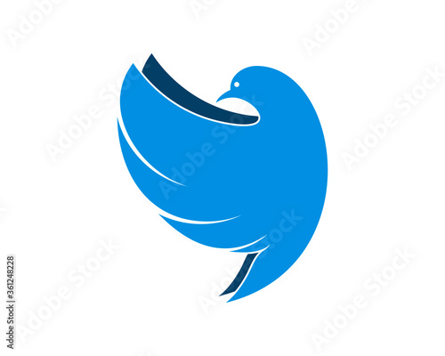 Abstract flying pigeon with blue colors