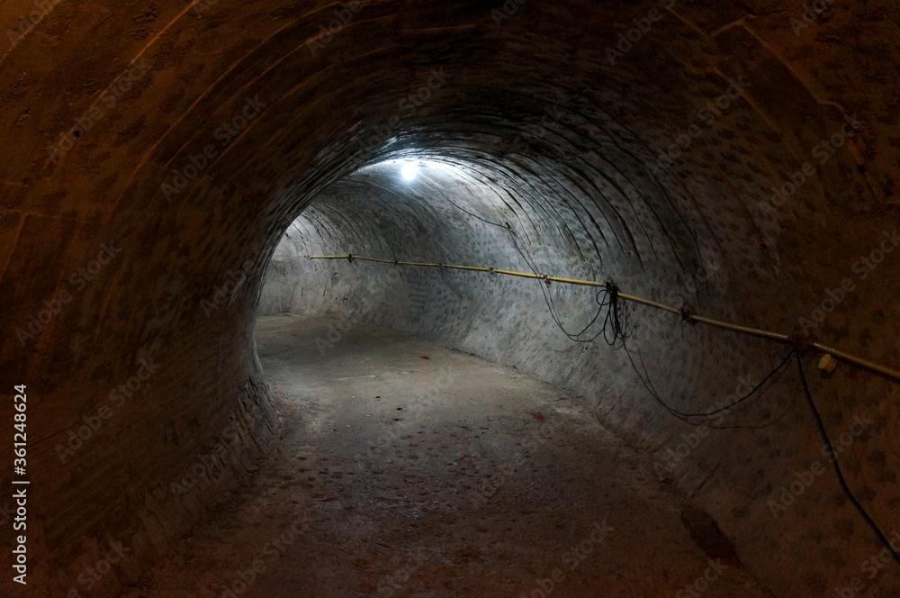 Naklejka premium Atmosphere walk way inside open tunnel Built with cement concrete 