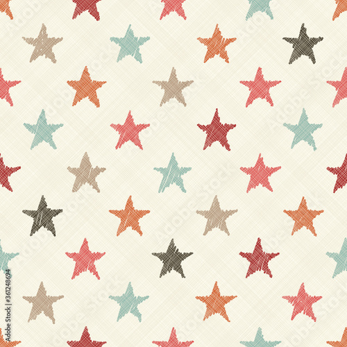 Abstract retro seamless pattern with stars on diagonal texture background. Seamless stars texture. Vector art. 