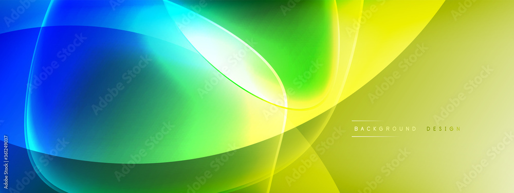 Vector abstract background - liquid bubble shapes on fluid gradient with shadows and light effects. Shiny design template for text