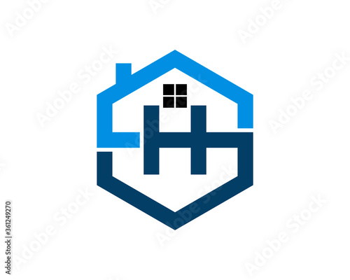 Hexagon house shape with H Letter inside
