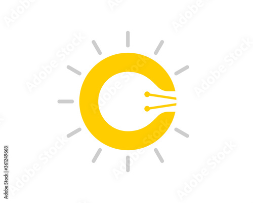 C letter initial with bulb inside