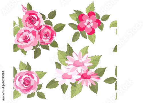Fototapeta Naklejka Na Ścianę i Meble -  Flowers set. The rose elegant card. Vector illustration.
