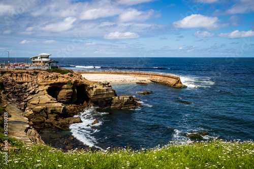 Empty beach at the La Jolla cove California, due to covid-19 pandemic  photo