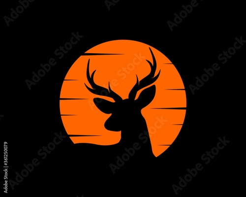 Sunset with deer silhouette