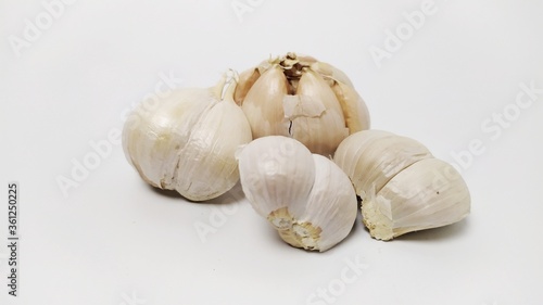 Close up garlic or bawang putih isolated on white background