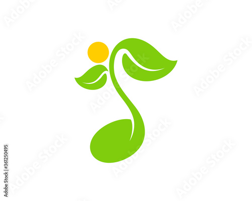 Note music with green leaf people