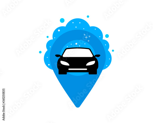 Car wash location and bubble behind