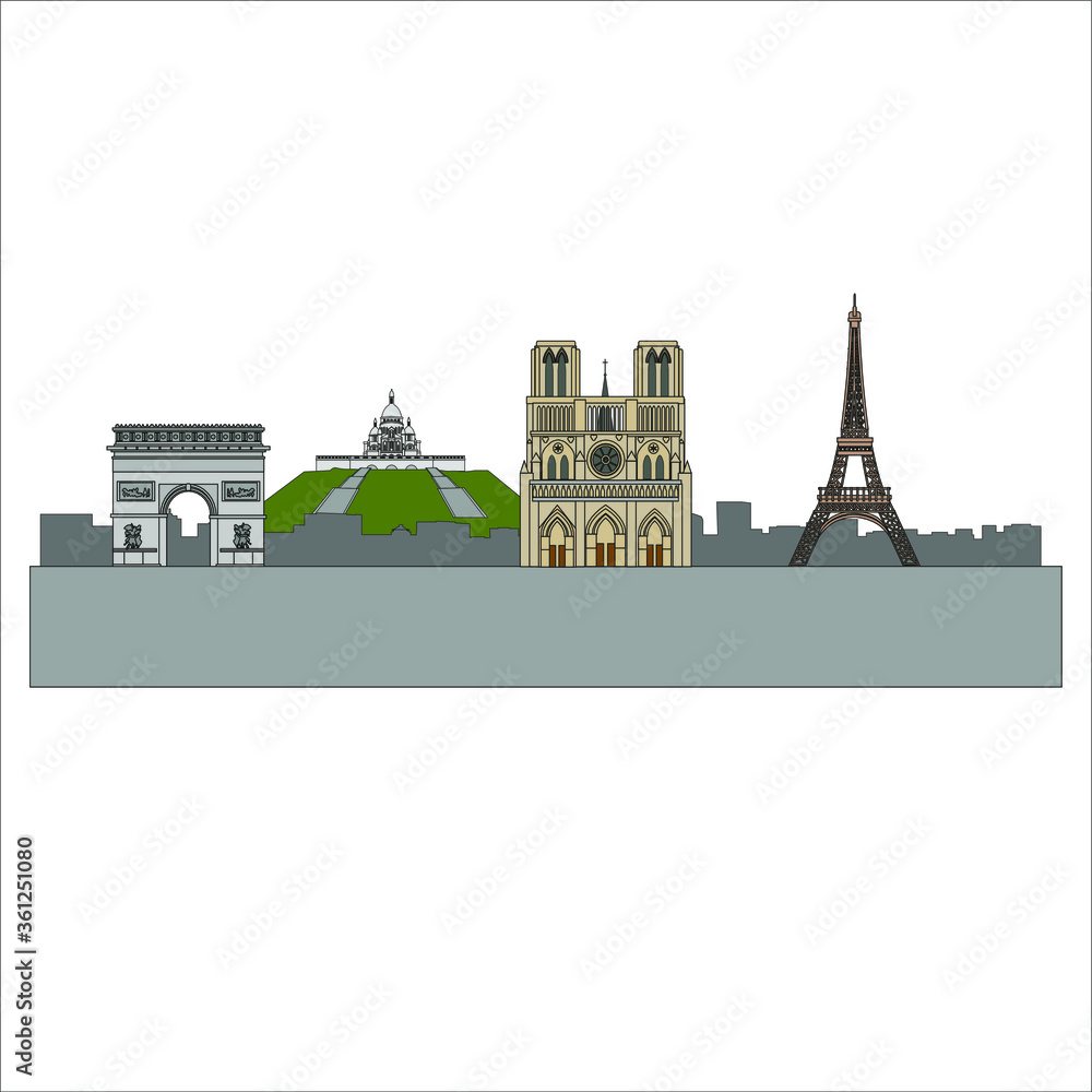 Paris city skyline in France. illustration for web and mobile design.