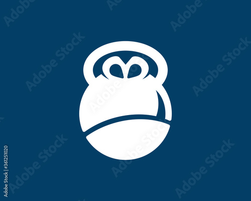 Kettle bell with gorilla face inside