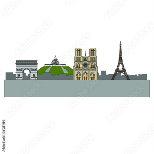 Obraz na płótnie Paris city skyline in France. illustration for web and mobile design. w salonie