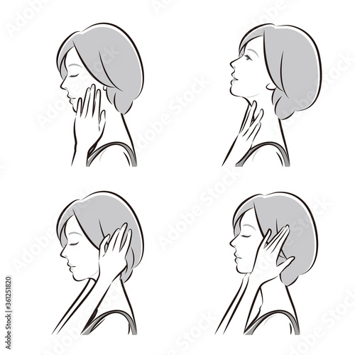 女性の横顔の表情イラスト