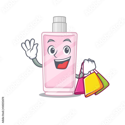 Perfume wealthy cartoon character concept with shopping bags