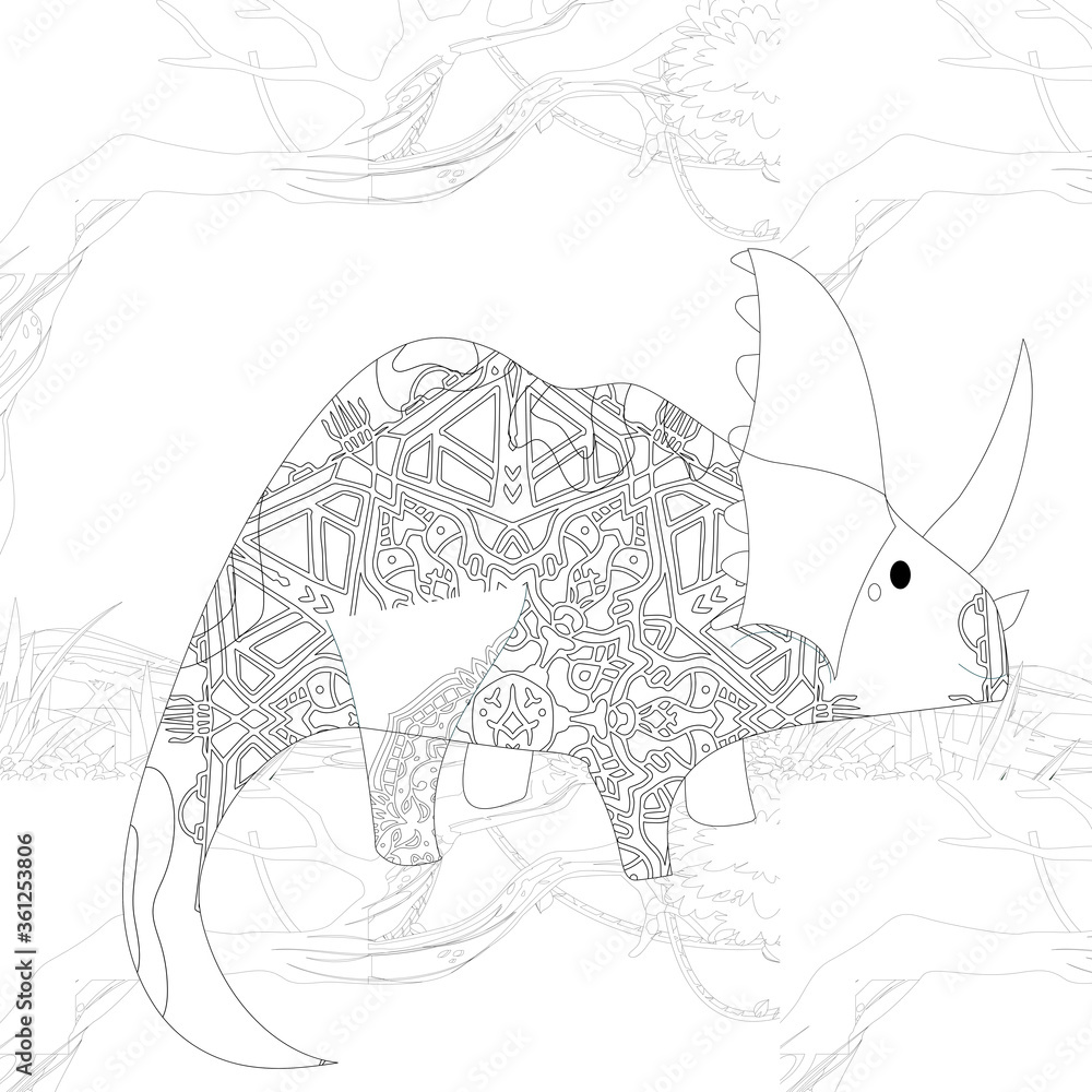 Obraz premium Spinosaurus Dinosaur. Dino Coloring Pages. Animal coloring book pages for Adults.
