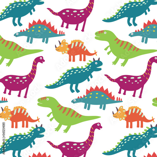 Colorful dinosaurs seamless pattern. Vector pattern
